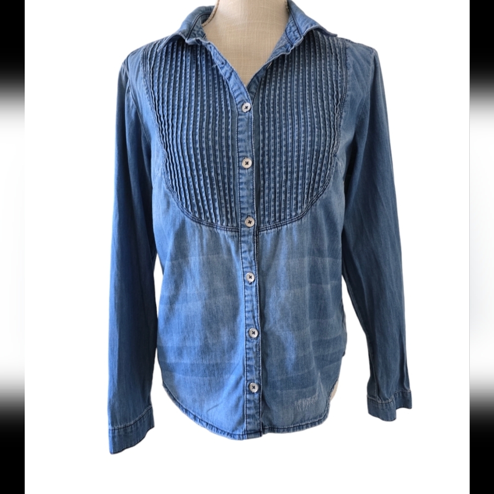 Blue Button-Up Denim Shirt